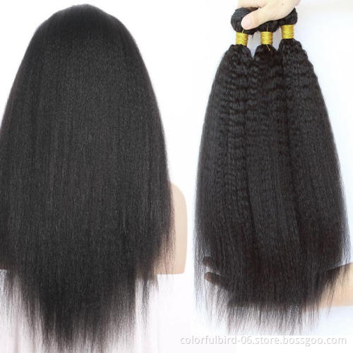 Wholesale Kinky Straight Human Hair  Peruvian Hair Bundles for black women Yaki Straight Bundles Remy hair